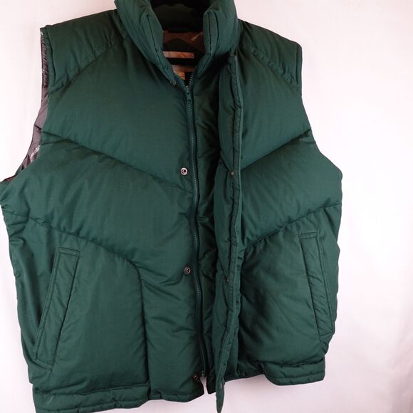 Vintage St. John's Bay Down Puffer Vest Men XL Waterfowl Green Zip Snap Outdoor - Picture 7 of 14